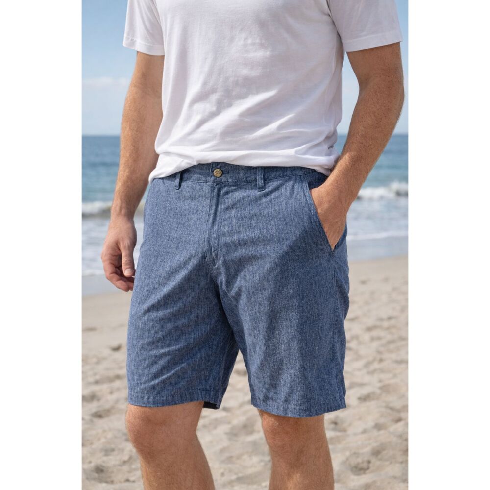 Trunks Mens' Blue Chambray Hybrid Shorts Casual Coastal Preppy Beach Size 30